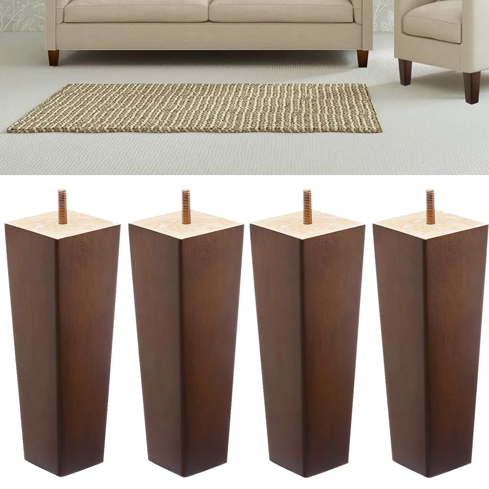 Wood Furniture Legs Sofa Legs Square Couch Legs Chair Feet Sofa Replacement Parts for Dresser, Sideboard, Recliner, Coffee Table