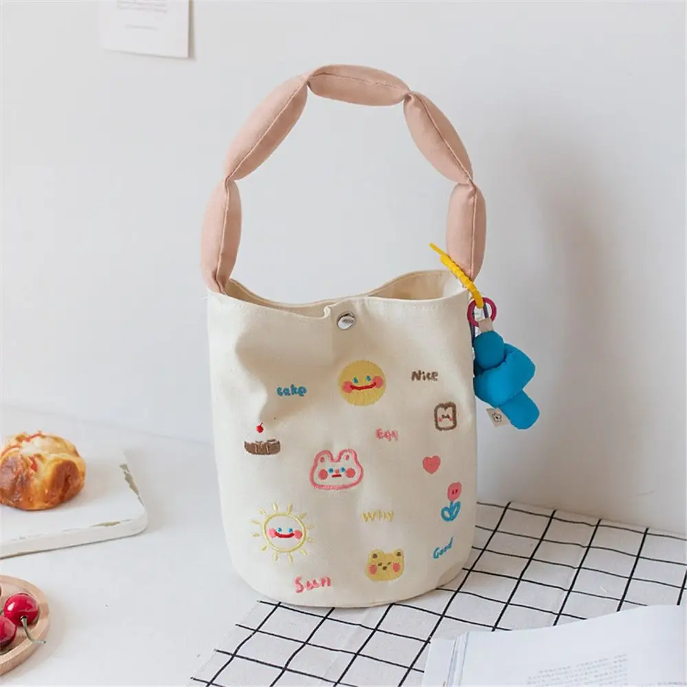 Fashion Women\'s Soft Canvas Handbags Shoulder Bag Girls Cartoon Bucket Bags Lunch Bag