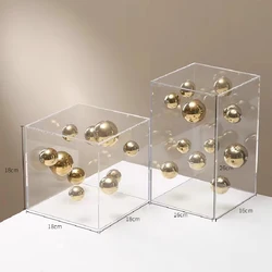 Creative Square Acrylic Cover Sphere Decoration Living Room Porch Cabinet Crafts Ornament Modern Clear Acrylic Square Home Decor