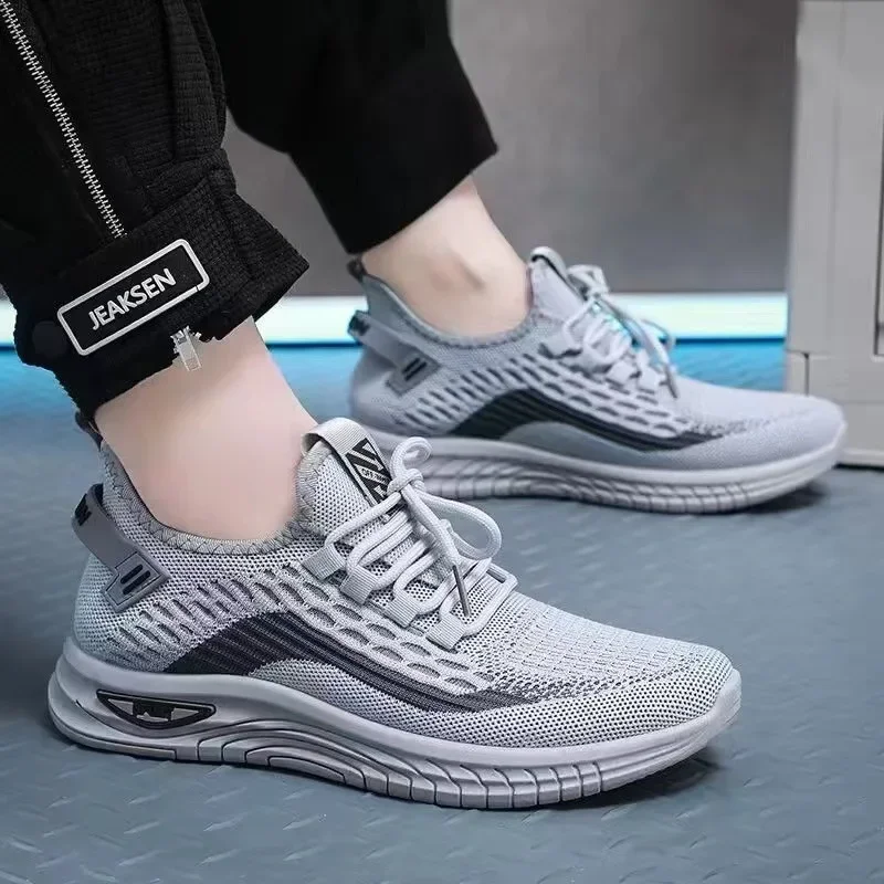 Men's Breathable Knit Sneakers Lightweight Running Shoes for Man Casual Sports Trainers Summer Mesh Non-slip Footwear Plus Size
