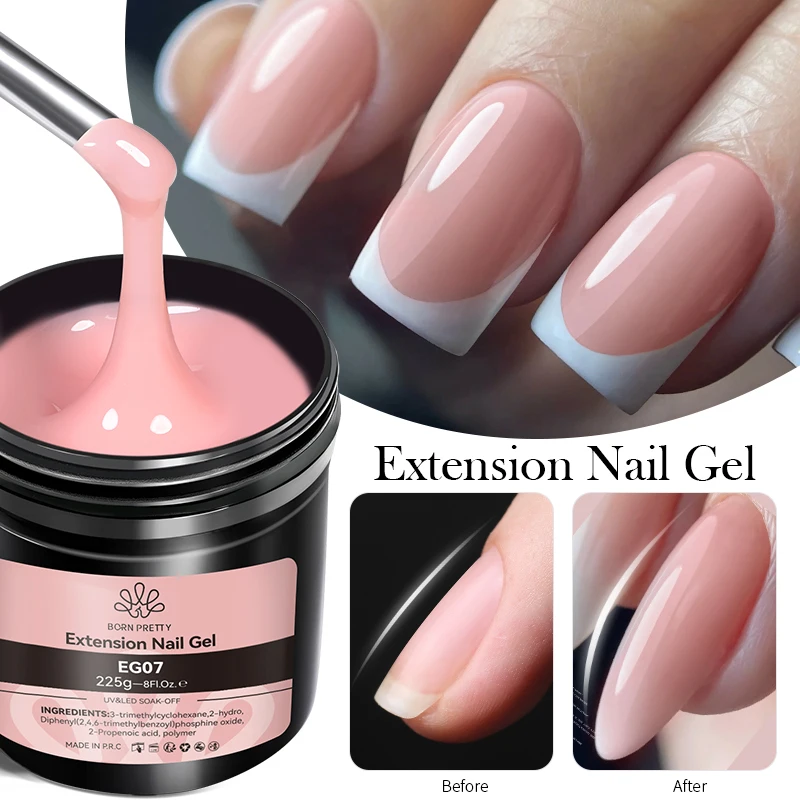 BORN PRETTY Trasparente 225g Gelatina Estensione Smalto per unghie Bianco latte Camouflage Gel duro Acrilico Nail Art Vernis Semi permanente