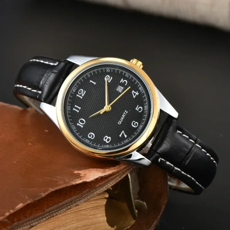 2025 Luxury Men's Watch Round Waterproof Luminous Military Style Men's Watch Genuine Leather Belt Quartz Watch
