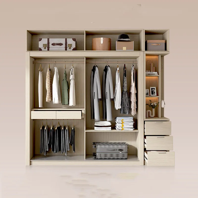 Wooden Storage Closet Organizer Bedroom Clothes Partitions Cabinet Open Display Wardrobe Modern Guarda Roupa Home Furniture