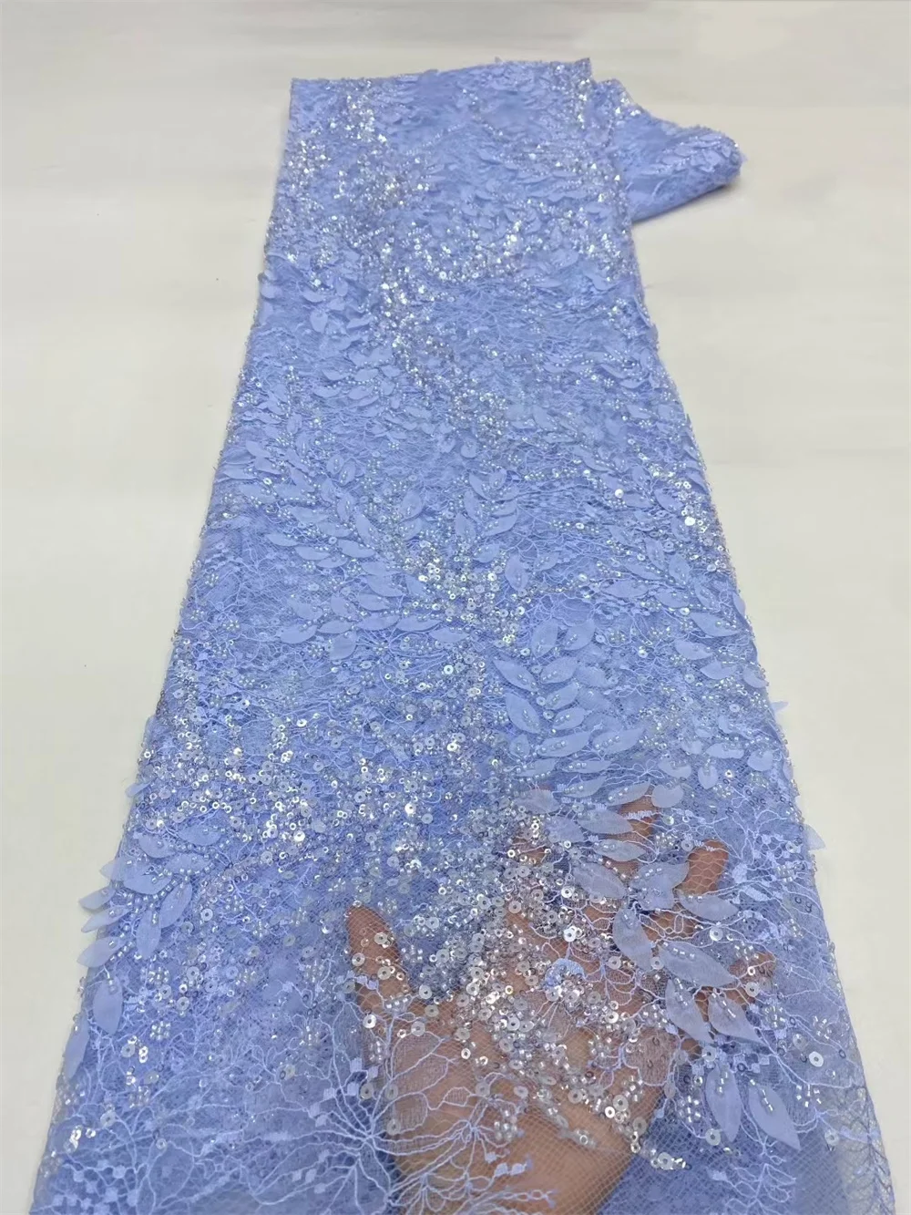 高級手作りビーズレース生地高 5 ヤード品質 2025 アフリカレース生地スパンコールピーチイブニングドレス用 A1226-1