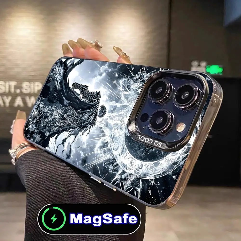

Mobile Berserk-S Guts Phone Case for iPhone 16 15 14 13 12 11 Pro Max Plus MagSafe Translucent Colour Printing Cover Pretty