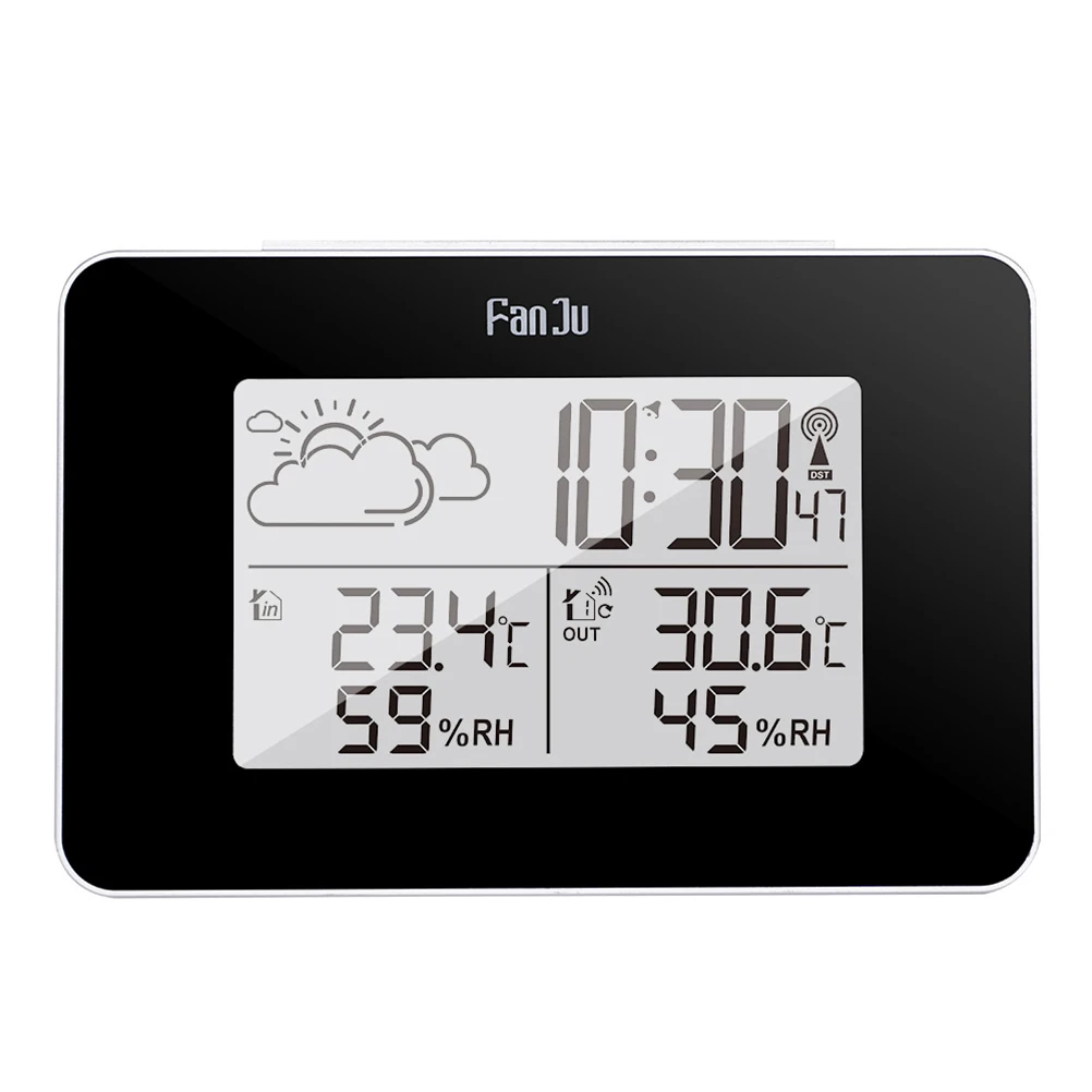 

Digital Clock Indoor Outdoor Temperature Humidity Monitor Alarm Clock Wireless Moon Phase Barometer Display