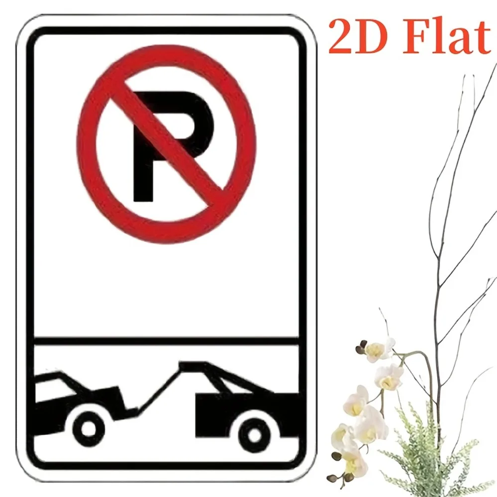 Vintage Metal No Parking Sign, 8x12 Inch Heavy Duty Garage Decor with Tow Away Symbol for Driveway, Home Wall Art