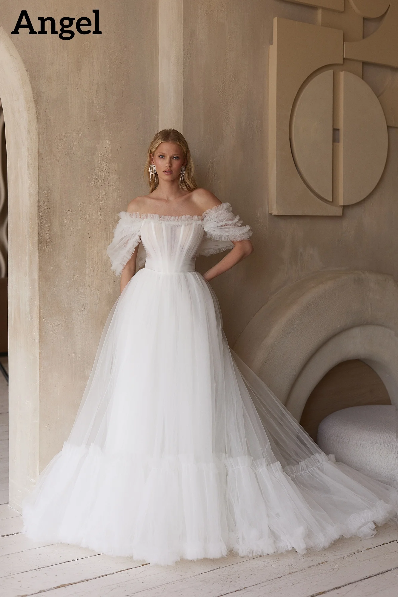 ANGEL Puffy Romantic Wedding Dresses 2026 Boat Neck Long Bride Dress Ivory A-line Elegant Bridal Gowns Vestidos De Novia Custom