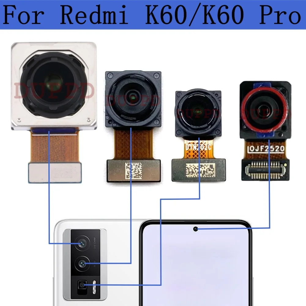 

Передняя и задняя камеры для Xiaomi Redmi K60 Pro K60pro, основная Основная камера с широким модулем макросъемки, гибкий кабель, Запасная часть