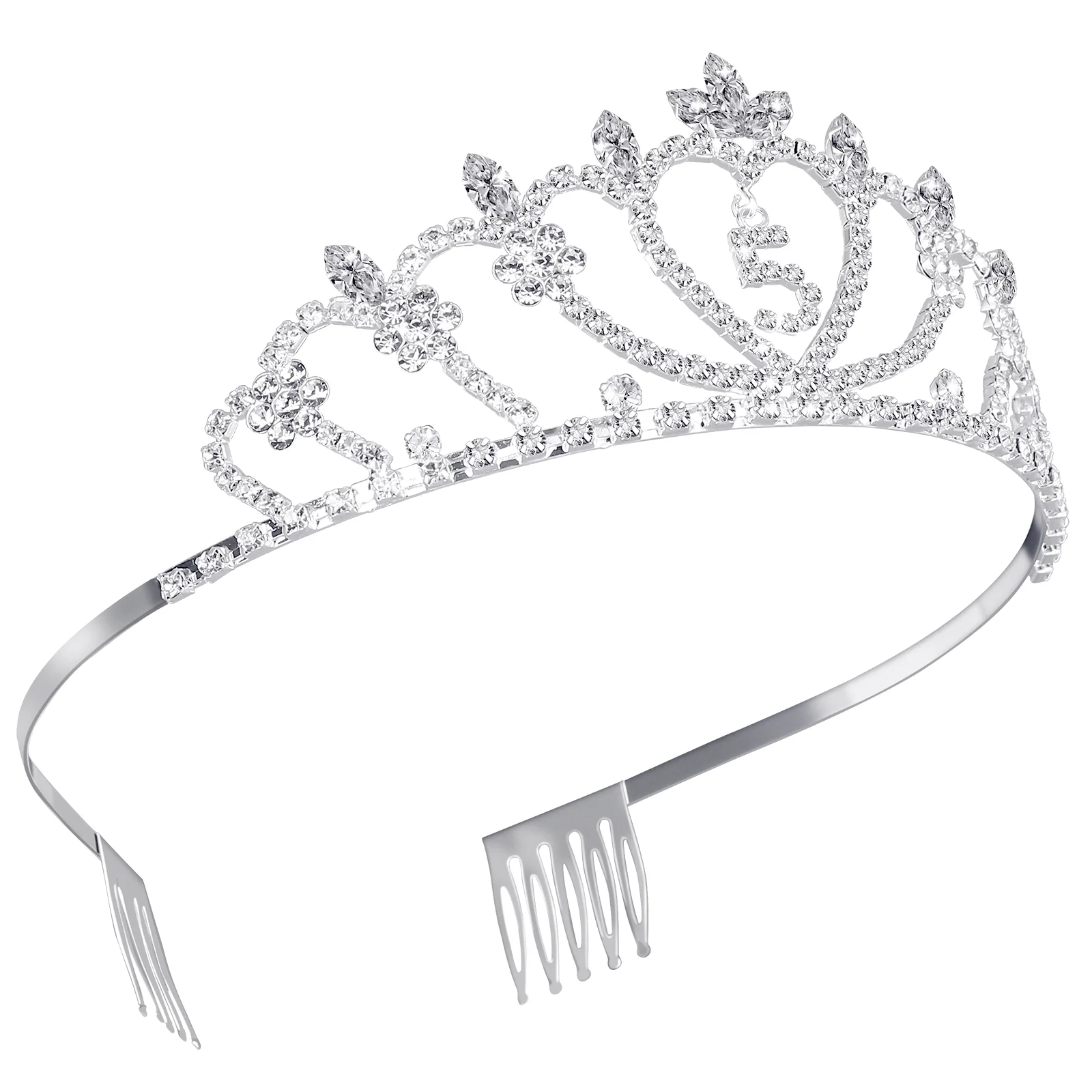 Tiara 5th Birthday Headdress Crown for Girl Hair Kid Children's Miss Rhinestone