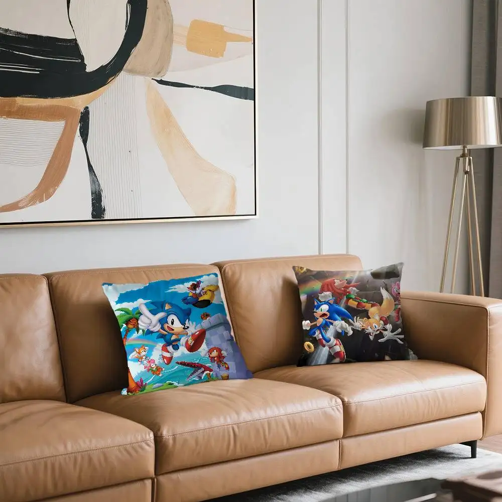 

Sonic The Hedgehog Office Cushion Pillowcase Car Cushion Cover45X45CM Lumbar Pillowcase Sofa Pillowcover