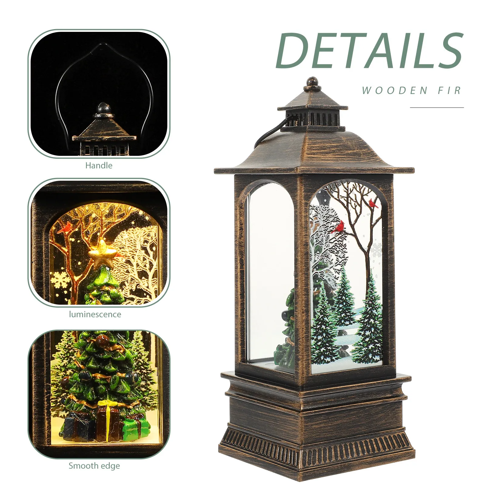 Xmas Light Battery Operated Christmas Desktop Ornament Glowing Lantern Scene Prop Educational Craft Christmas Lanterns