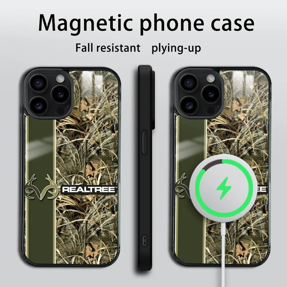 Realtree real tree camo Phone Case For iPhone 16 15 14 13 12 11 Pro Max Plus Mini Magsafe Mirror Wireless Magnetic Cover