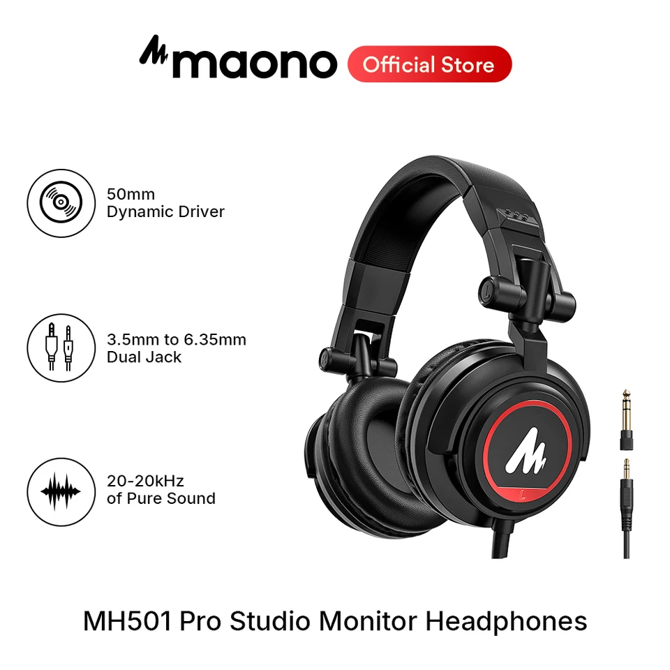 maono MH501 Pro Studio Monitor Headphones 50MM Drivers Over Ear
