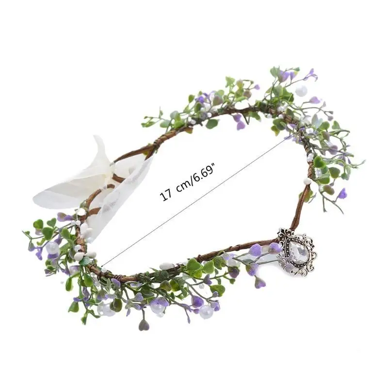 652F ربطة شعر أنيقة على شكل زهرة على الطراز البوهيمي عصابة رأس للفتيات الهالوين التأثيرية الجنية العصرية نموذج عرض عقال