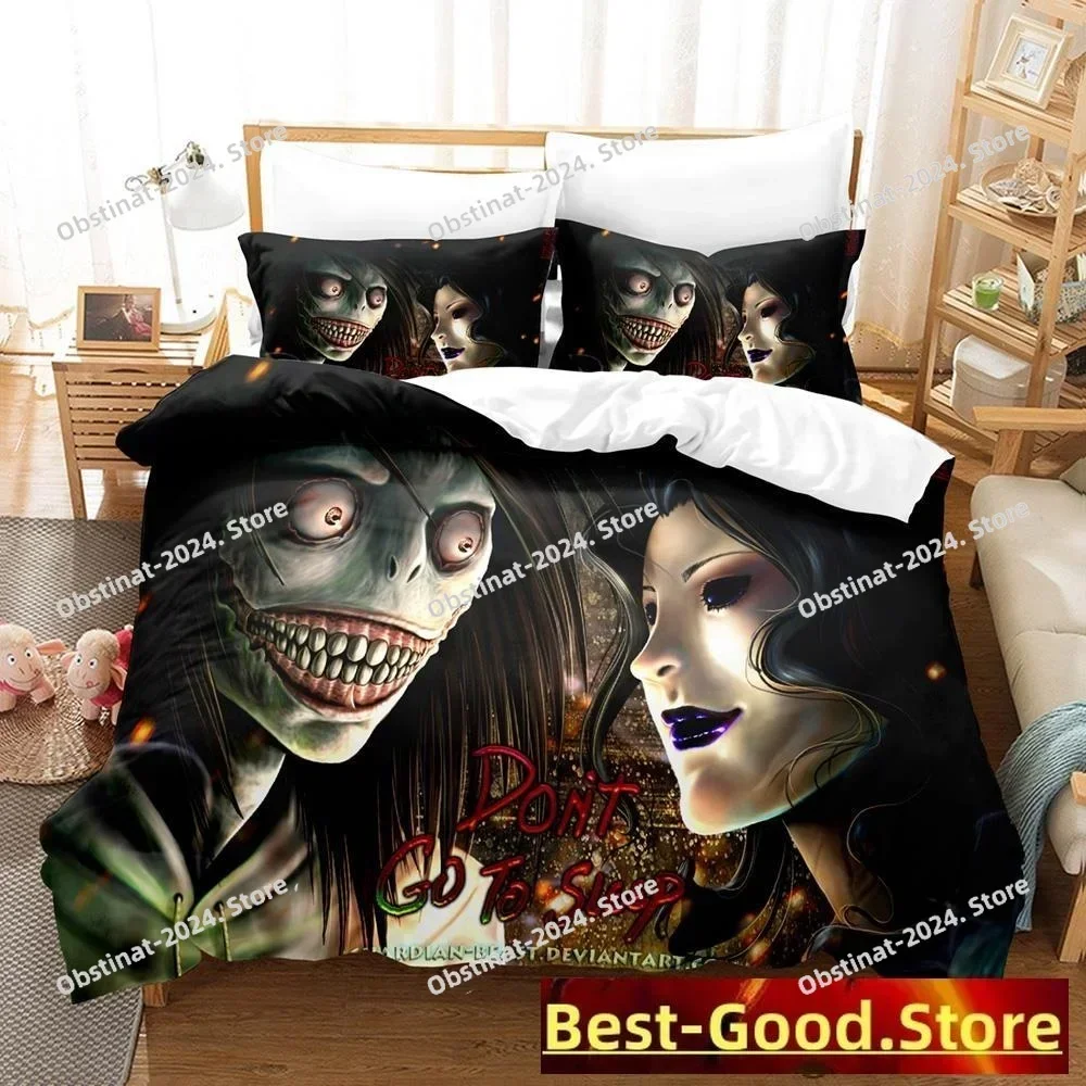 2023 New Jeff and Jane Creepypasta Bedding Set Printed single Comforter Quilt Duvet Cover Pillow Case 3 Pieces Kids Adult Size