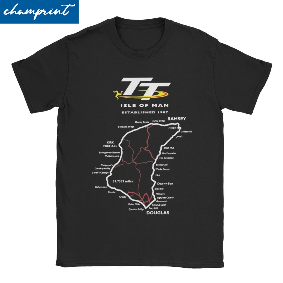 Motorcycle Races T-Shirt for Men Women Isle Of Man TT Novelty Cotton Tee Shirt Crew Neck Short Sleeve T Shirt Adult Clothing