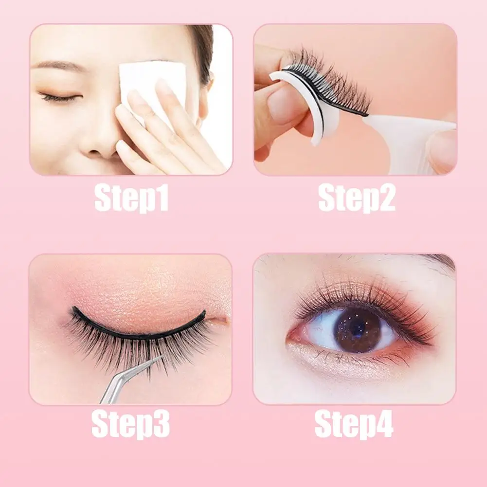 Wiederverwendbare selbstklebende falsche Wimpern, kleberfrei, natürliche falsche Vollverlängerungswimpern, flauschige Streifenwimpern D7M4