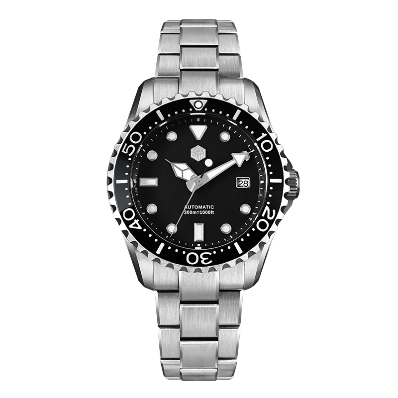 San Martin Men Automatic Watch 40mm Mechanical Wristwatch Diver 30ATM BGW-X1 Luminous Sapphire YN55 Enamel Dial Ceramic Bezel
