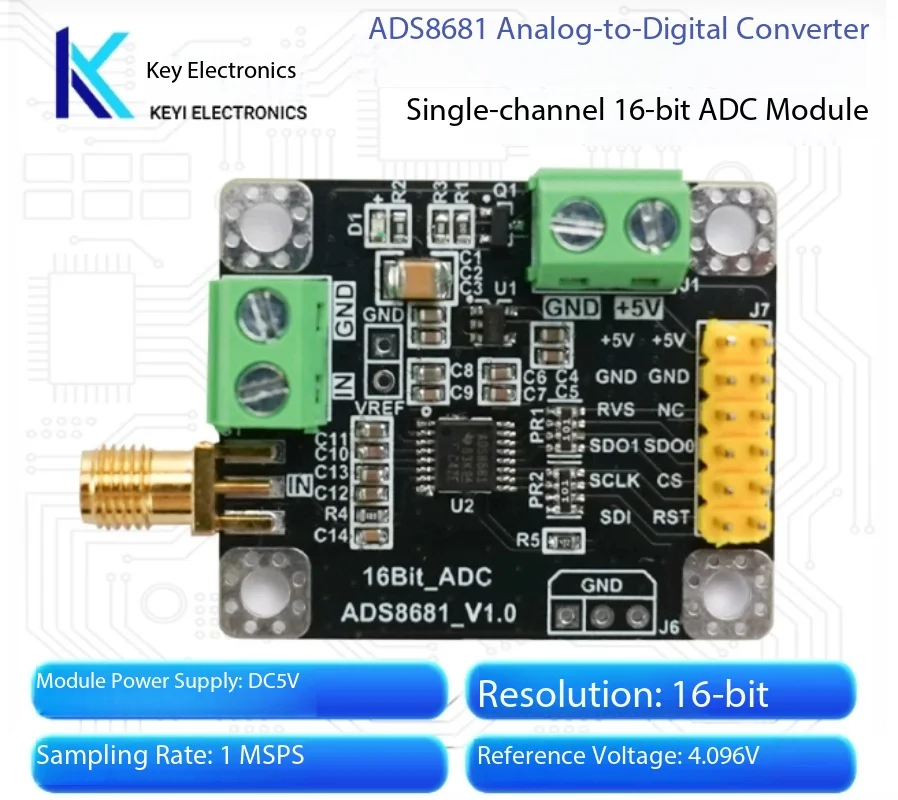 ADS8681 Analog-to-digital Converter 16 Bit ADC Data Acquisition Module Sampling Rate 1MSPS Single-stage and Two-stage