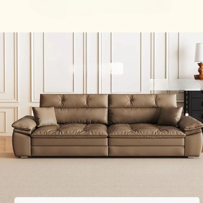 Backrest head rest removable sofa living room super wide sitting deep ecological leather straight row 2025 new model