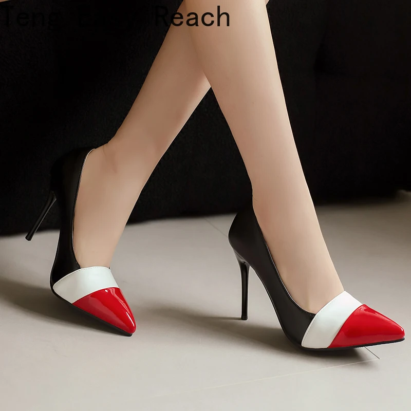 

2024 Spring Pointy Stiletto Heels for Women Red Black Sexy Nightclub Heels Fashion Wedding Party Dress Shoes Large Size 34-50