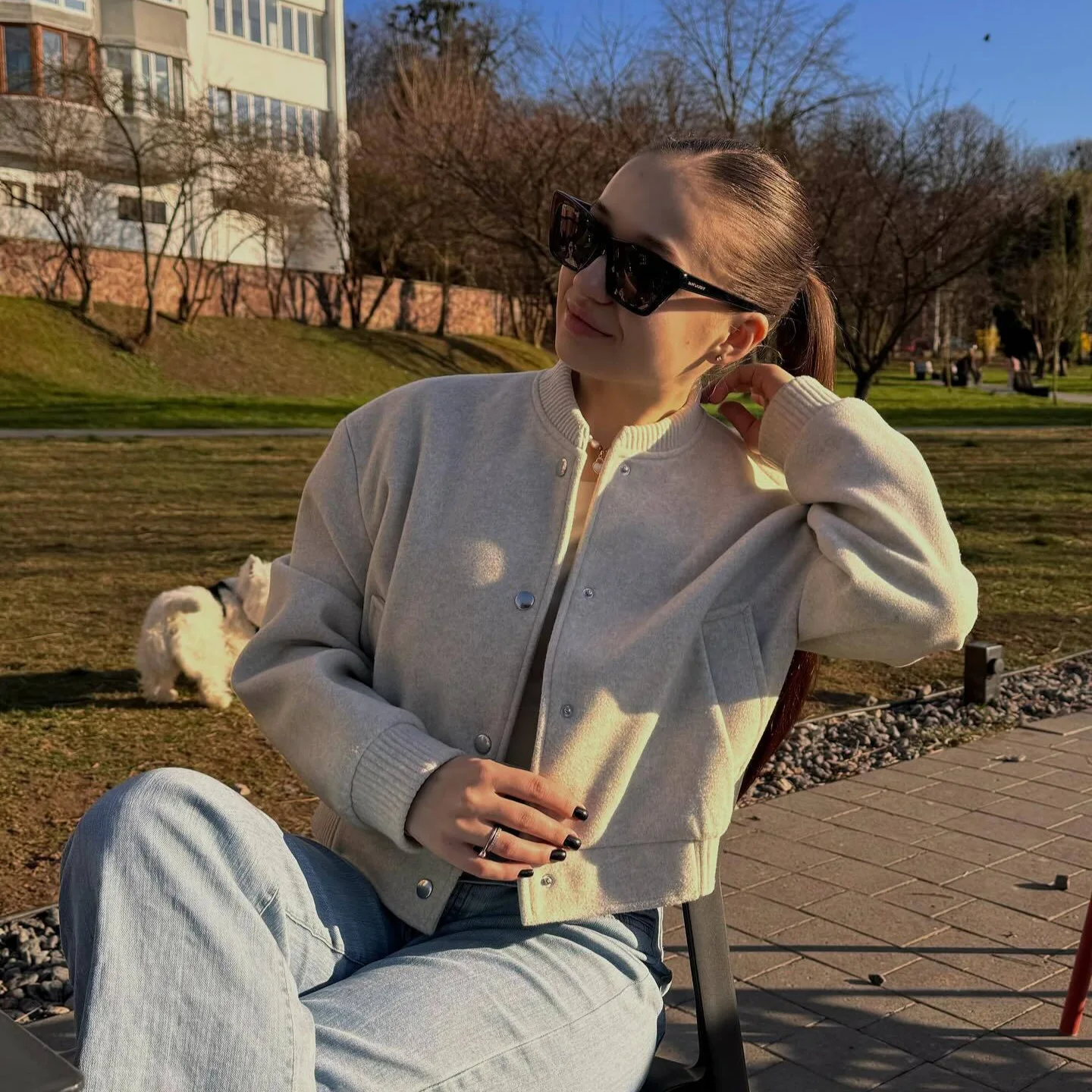 KIDCRKJ 캐주얼 여성 봄 봄버 코트 라운드 넥 버튼 풀 슬리브 여성 파일럿 재킷 인스타그램 스타일 여성용 모터사이클 재킷