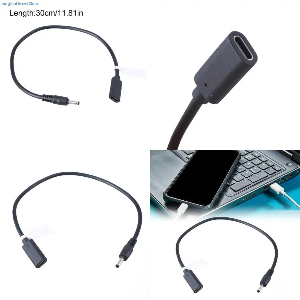 N2UB 11.8in Type C to DC35135 Power Cord USB C Female to 3.5x1.35mm Male 9V 12V 15V 20V Adapter Cable Wire for Speaker Camera