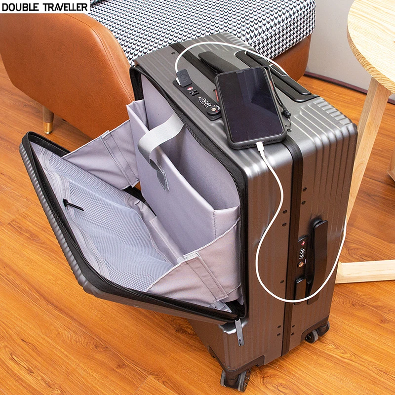 Valise à Roulettes avec Micro USB pour Homme, Bagage de Voyage avec Sacoche pour Ordinateur Portable, Nouvelle Collection 2023