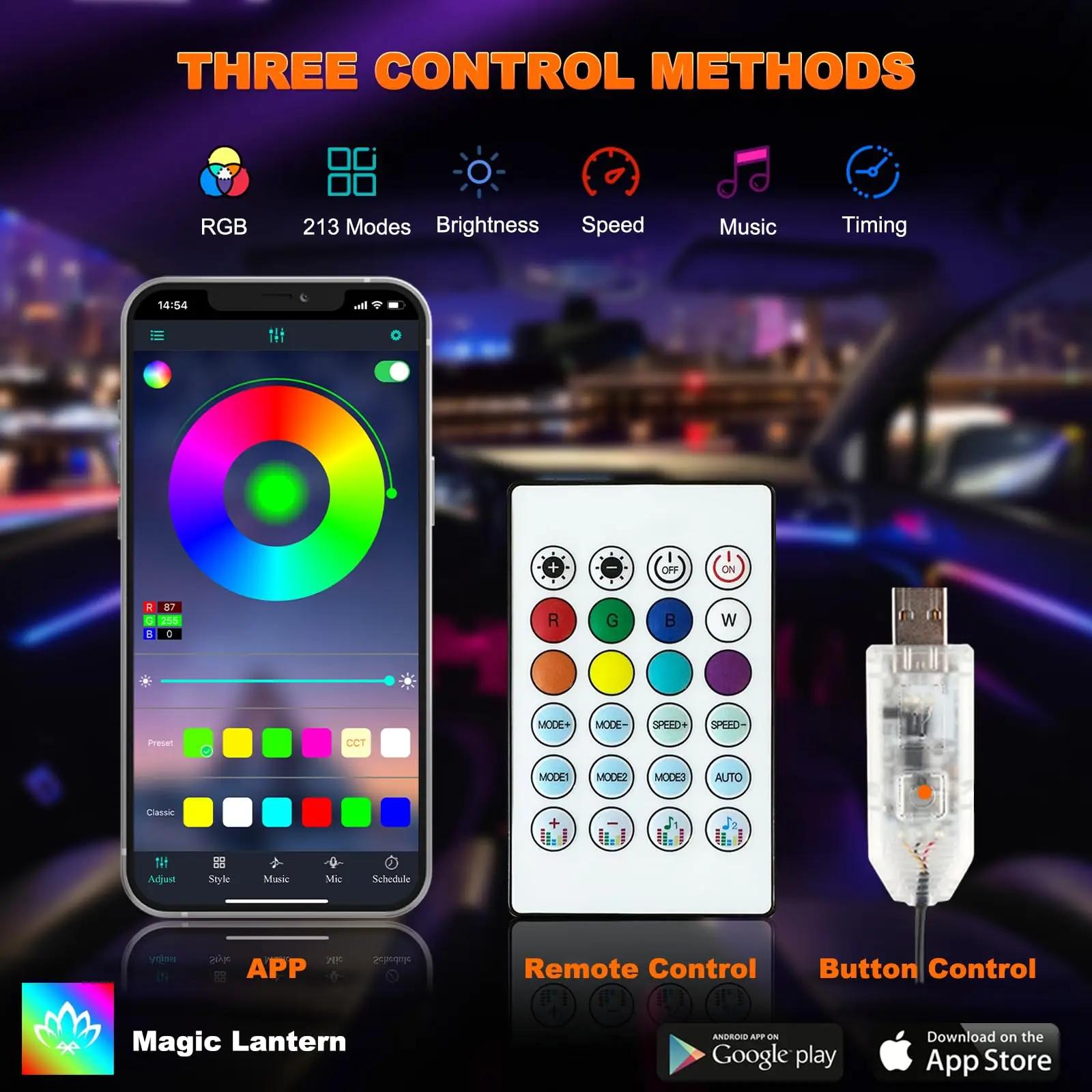 Acrílico LED Interior Strip Light, iluminação ambiente do carro, RGB lâmpada decorativa, 2in 1, Dreamcolor Neon dinâmico, Tesla Model 3, Y, S, X