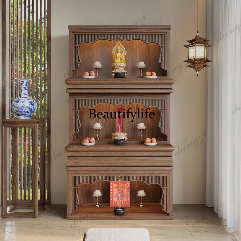 African ebony new Chinese shrine three-layer doorless offering table modern ancestor offering cabinet