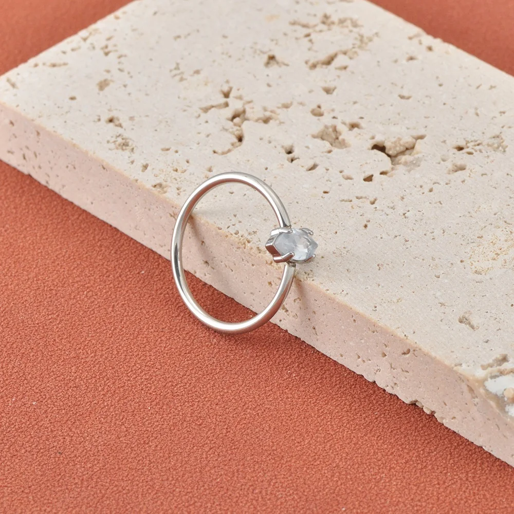 JeeMango Edelstahl-Ring mit geometrischem Zirkon für Damen, trendiger Partyschmuck, minimalistische Accessoires R26018 – Detail 3