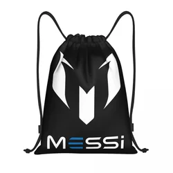 White Messis 10 Football Soccer Drawstring Backpack Women Men Gym Sport Sackpack Portable Training Bag Sack