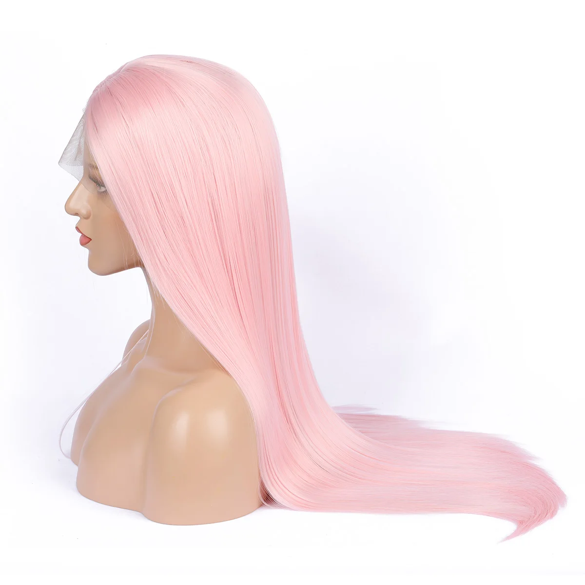 Soft Lace Front Wig 26Inch Long Pink Silk Straight 180%Density For Women With Baby Hair Glueless Synthetic Preplucked Daily