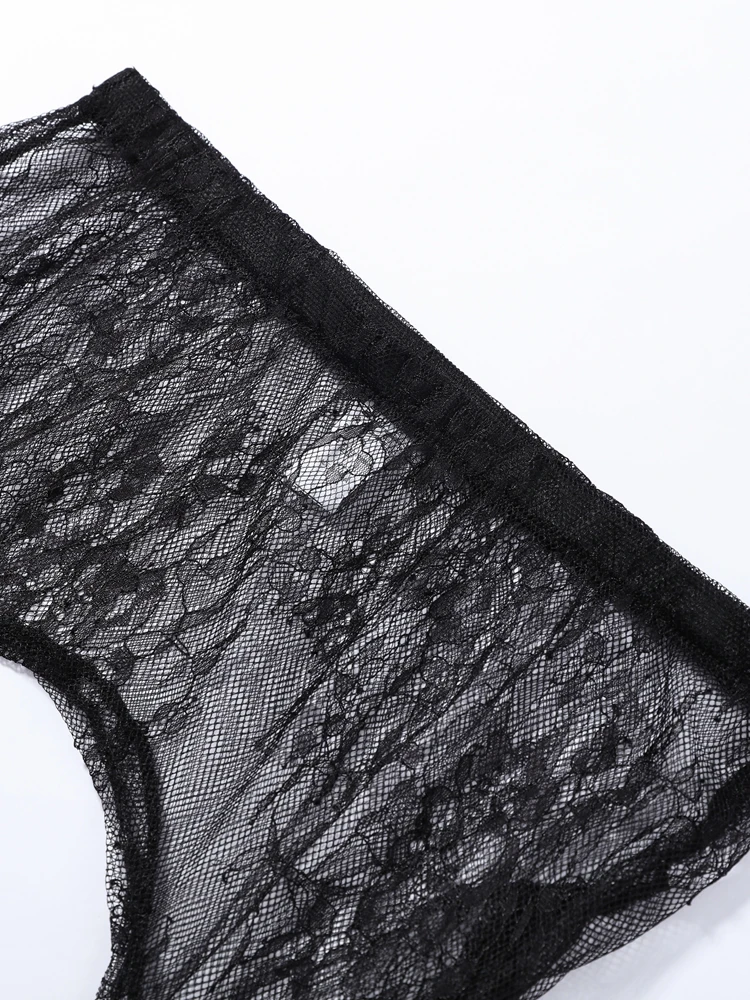 Hochgeschnittener Rock mit Spitzenbesatz und Po-Flap für Damen, Sexy Rockverlängerung, Transparenter Blumenmuster-Overlay-Rock mit Taillenbund, Damen-Partykleidung – Detail 12
