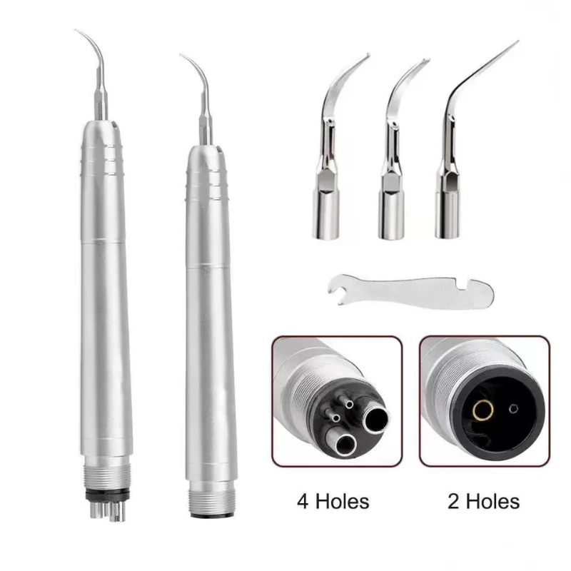 

HEXION Dental Air Scaler Handpiece Sonic Scaler Tooth Cleaner With 3 Tips 2/4 Holes Comfortable Dentistry Tools