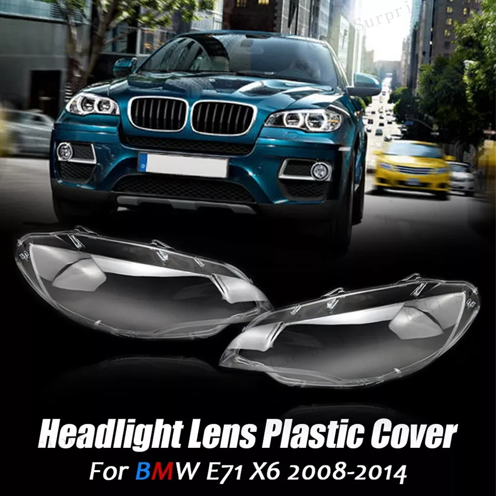 

Car Front Headlight Glass Cover Lens For BMW X6 E71 2008-2014 Headlamps Transparent Lampshad Lamp Shell Masks