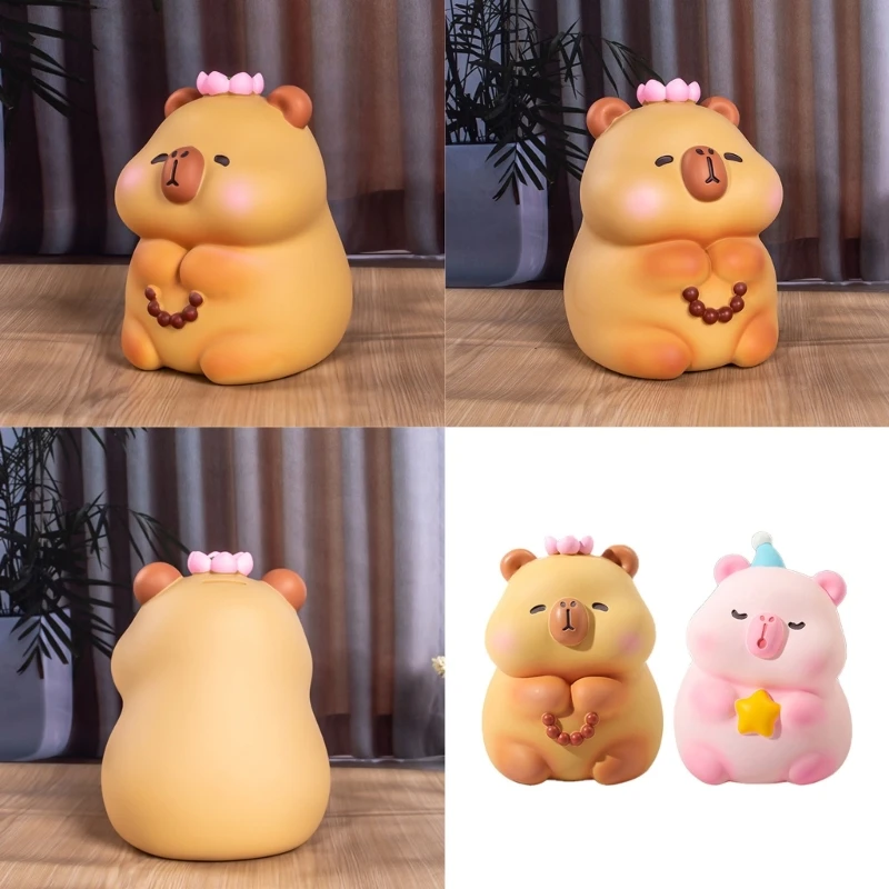 Unbreakable Resins Piggy Banks for Kids Kapibara Statue Money Coin Banks Gift for Birthdays Easters and Christmas 37JD