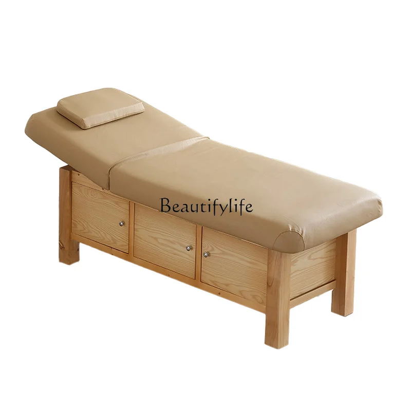 Simple Solid Wood Beauty Massage Massage Bed Head-up Physiotherapy Massage Beauty Salon Special