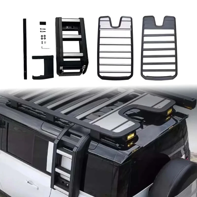 New Upgraded External Modification 2-Piece Set Side Ladder Multi-Function Roof Platform Rack For Defender Accessories