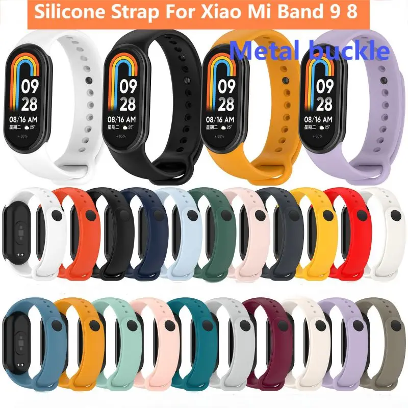 Silicone Strap For Xiaomi Mi Band 9 8 Breathable Sport Smart Watch Wrist Bracelet Band9 Band8 NFC WristBand Accessories