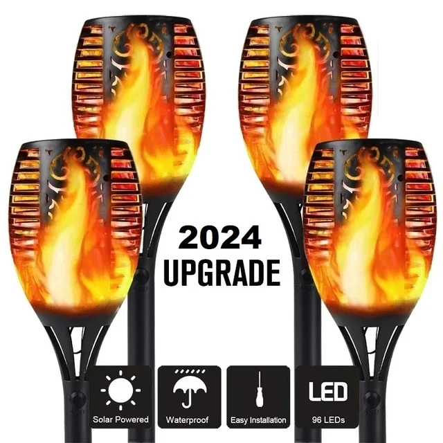 Hot 51LED 96LED Solar Flame Torch Light Flickering Waterproof Garden Decor Landscape Lawn Lamp Solar Led Light Outdoor