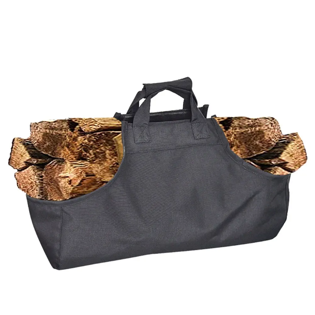 Outdoor-ready firewood bag with open for top allows for quick for access and full utilization of interior space for bulky loads