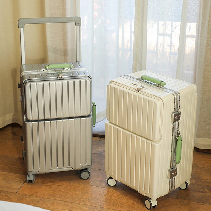 3/7 Large Capacity Aluminium Frame Suitcase Trip Cabin Front-opening Spinner Wheel Women's Bag 24/26/28 inch Middle Size Luggage