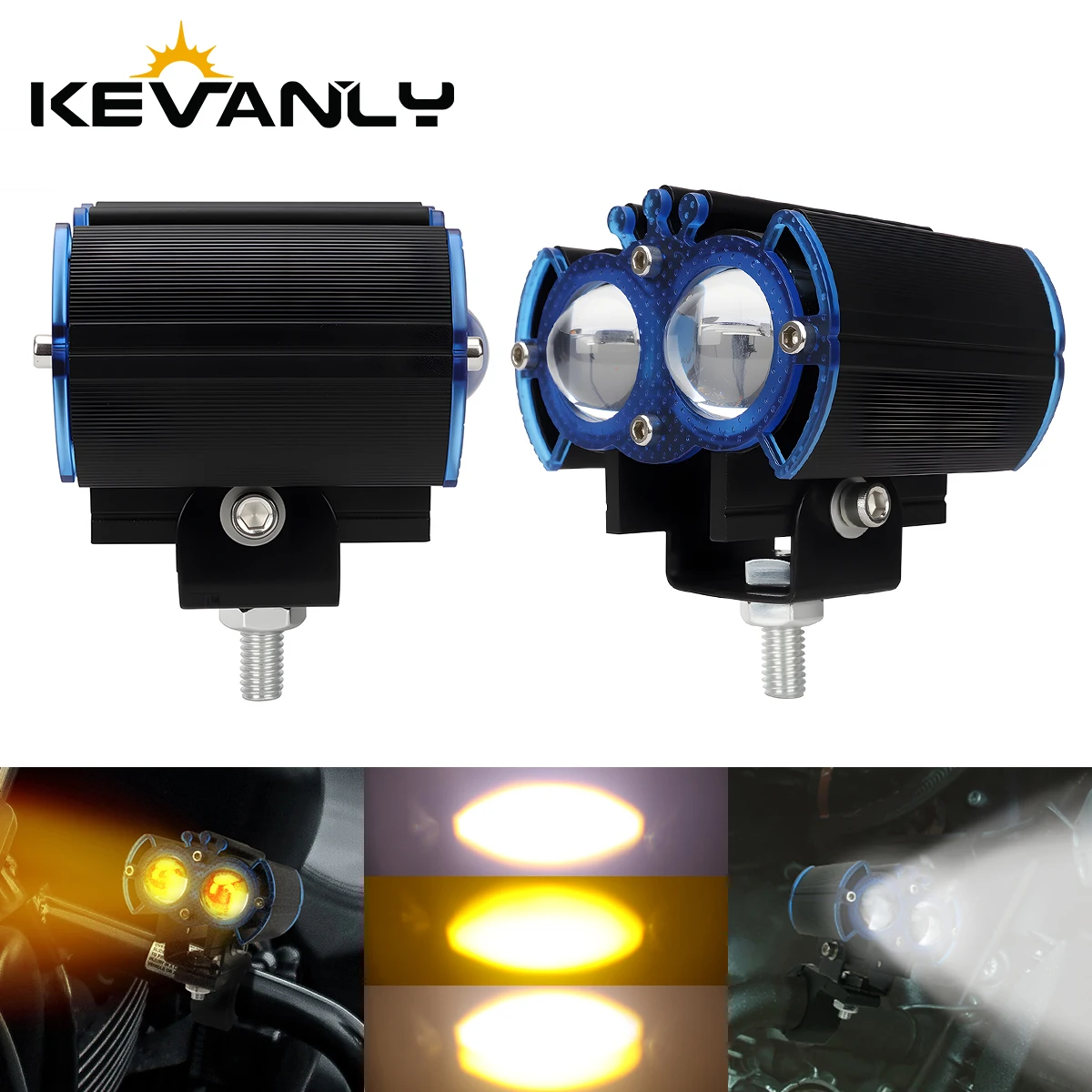 1/2pcs Motorcycle LED Spotlight White Yellow Hi/Low Beam For RV SUV UTV Trucks Offroad Fog Lights Headlight Driving Light 12-24V
