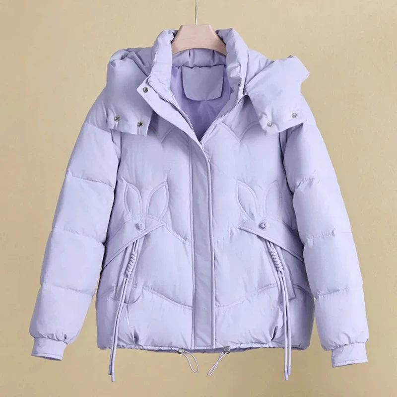 

Women's Winter Hooded Parka Fashion Zipper Cotton down Short Jacket Elegant Warm Thick Casual Luxury Top Y2K Outwear