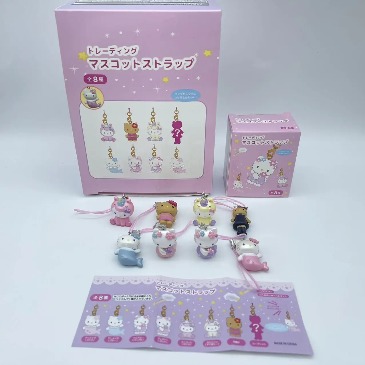 In-Stock Mermaid Phone Chain Decorations Kt Cat Fantasy Series Black Leather Long Leg Pendant Keychain Mini Doll Birthday Gift