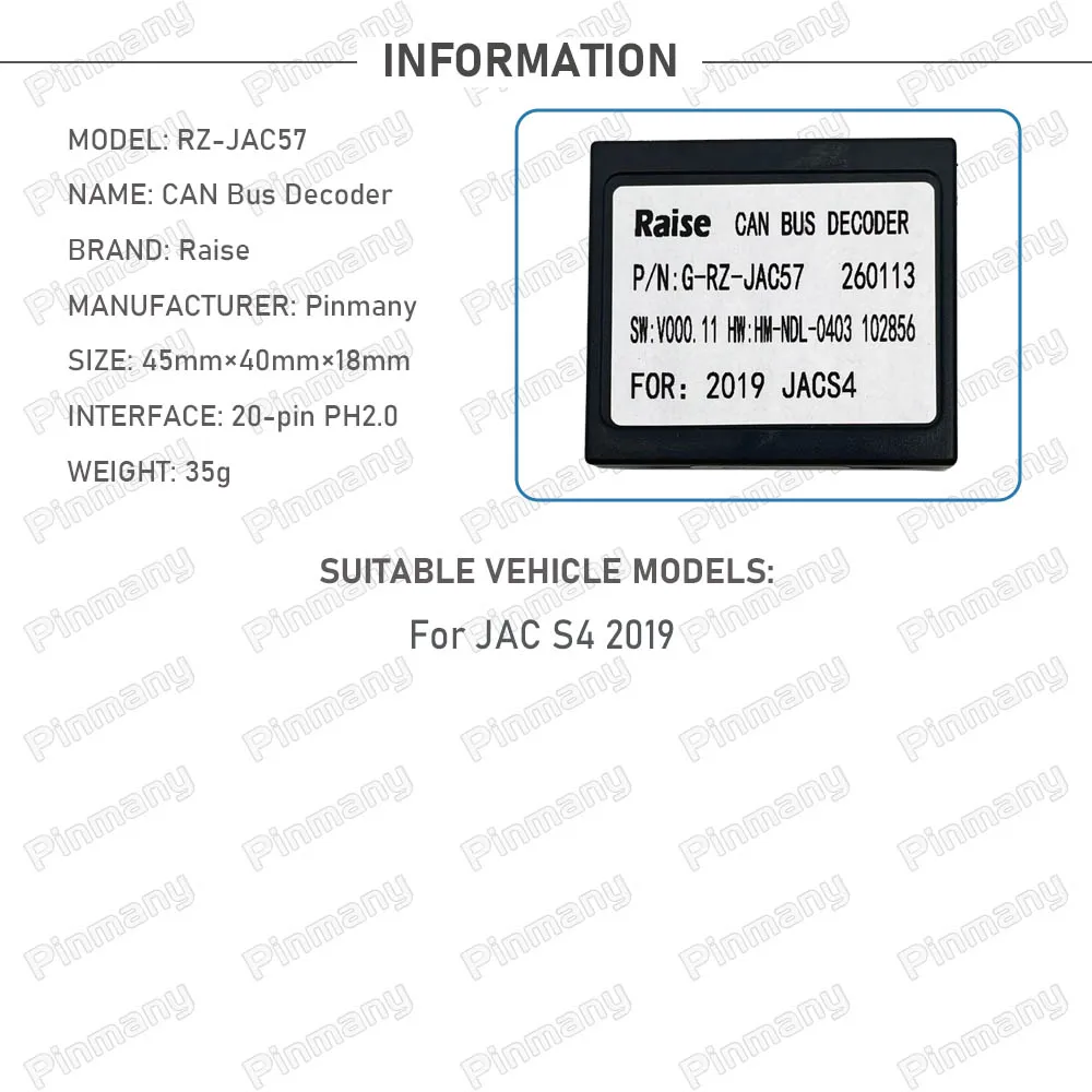 Araba Radyosu CAN Bus Dekoderi RAISE G-RZ-JAC57 20-pin Siyah Kutu
