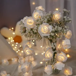 Rose String Lights Battery Operated Flower Garland Fairy Lights Valentine Wedding Party Decoration Christmas Home Decor Lights