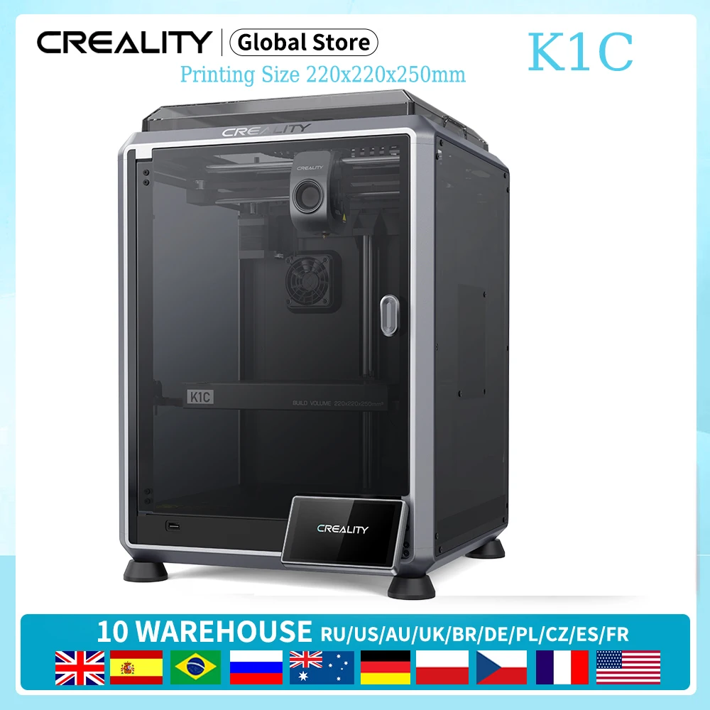 

3D-принтер CREALITY K1C/K1MAX, быстрый 600 мм/с, гибкая рабочая пластина с автоматическим выравниванием, размер печати 220x220x250 мм